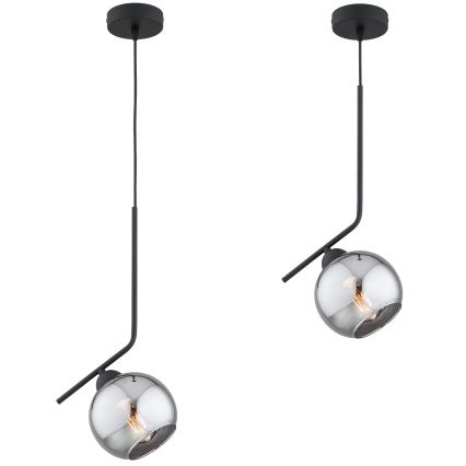 Brilagi - Pendellampa med sladd 1xE27/60W/230V svart/rökgrå