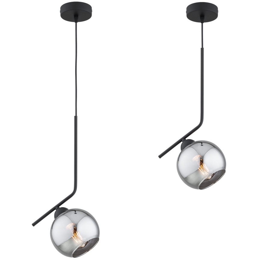 Brilagi - Pendellampa med sladd 1xE27/60W/230V svart/rökgrå
