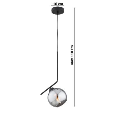 Brilagi - Pendellampa med sladd 1xE27/60W/230V svart/rökgrå