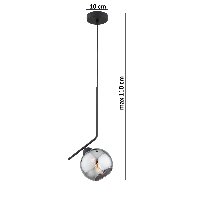 Brilagi - Pendellampa med sladd 1xE27/60W/230V svart/rökgrå
