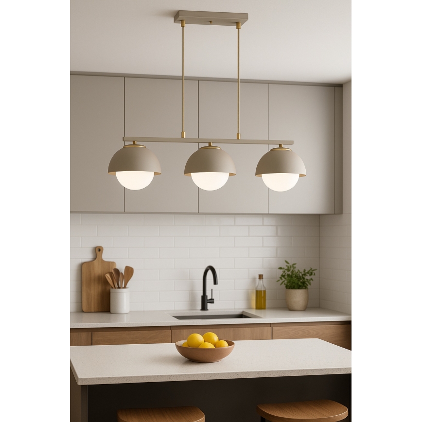 Brilagi - Pendellampa med sladd COSMO 3xE27/60W/230V beige/guld