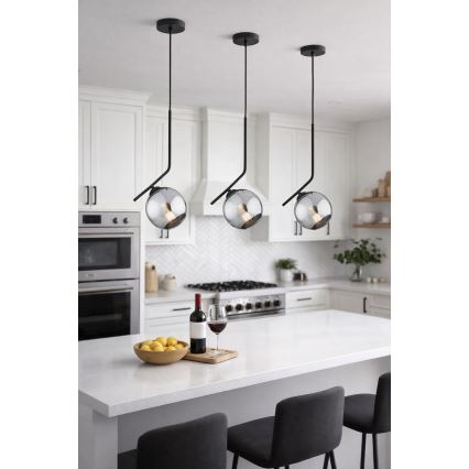 Brilagi - Pendellampa med sladd DIOR 1xE27/60W/230V svart/rökgrå