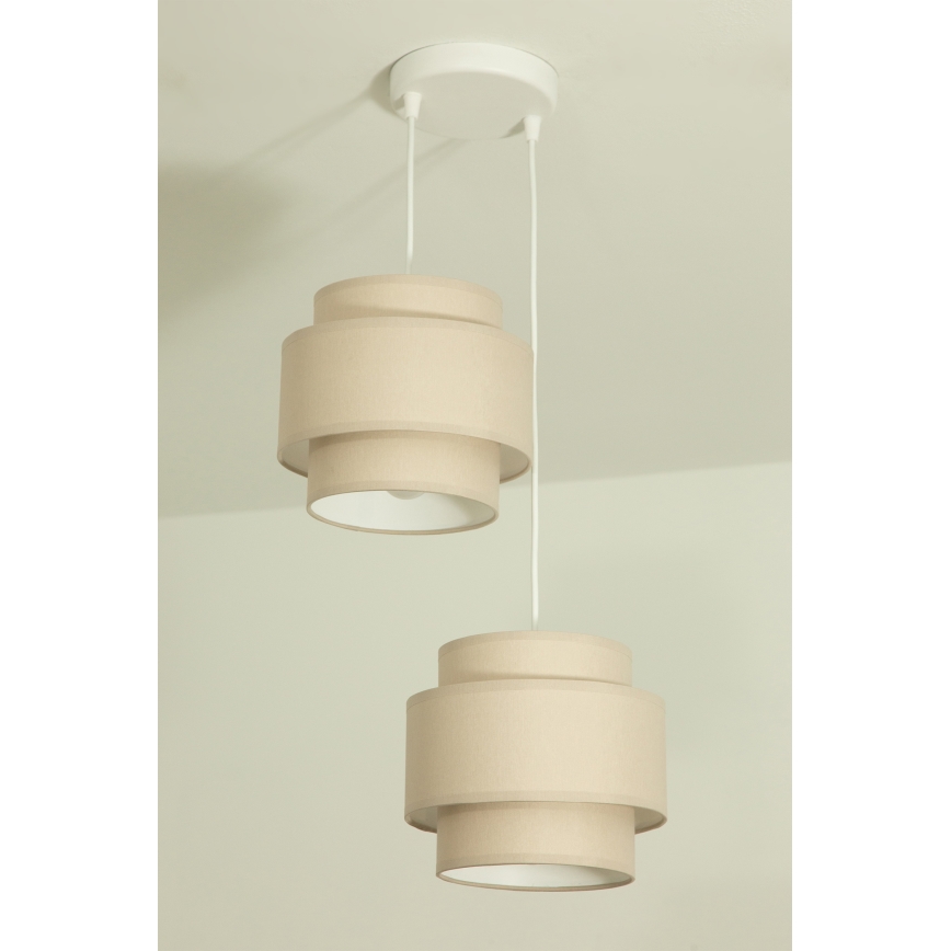 Brilagi - Pendellampa med sladd RESNA 2x E27/60W/230V Ø 30 cm, beige