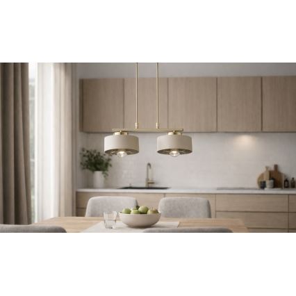 Brilagi - Pendellampa med sladd SPRING 2xE27/60W/230V beige/guld