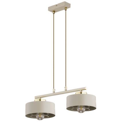 Brilagi - Pendellampa med sladd SPRING 2xE27/60W/230V beige/guld