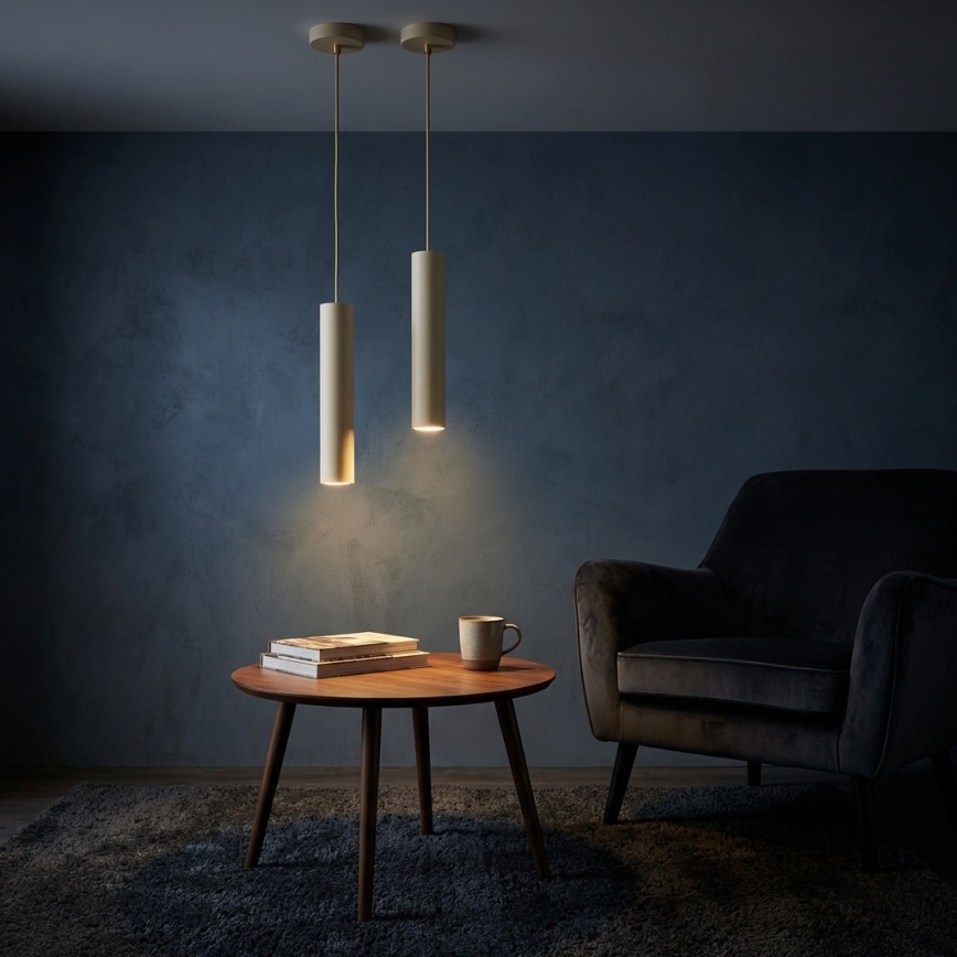 Brilagi - Pendellampa med sladd TUBE 1xGU10/15W/230V beige/guld