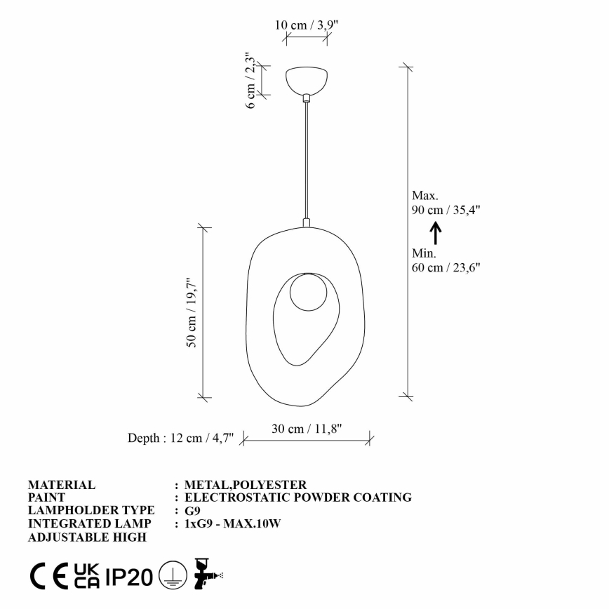 Brilagi - Pendellampa med sladd WABI SABI 1xE27/40W/230V krämfärgad