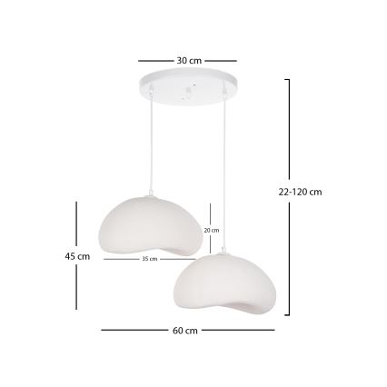 Brilagi - Pendellampa med sladd WABI SABI 2xE27/40W/230V Ø 60 cm vit