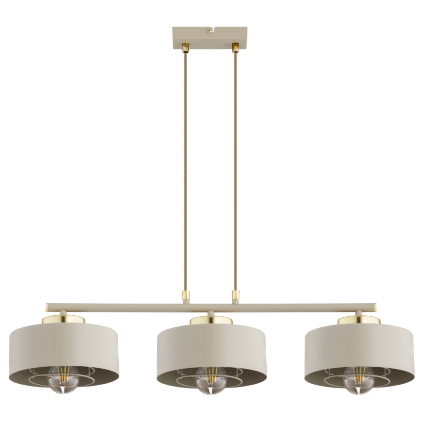 Brilagi - Pendellampa med vajer 3xE27/60W/230V beige/guld