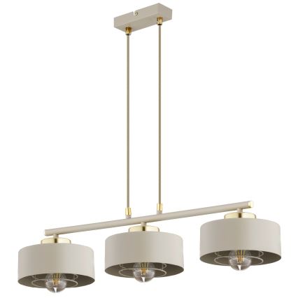 Brilagi - Pendellampa med vajer 3xE27/60W/230V beige/guld