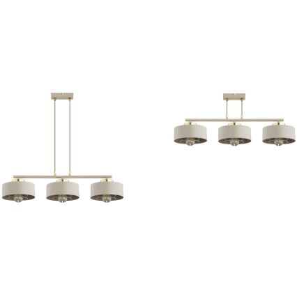Brilagi - Pendellampa med vajer 3xE27/60W/230V beige/guld