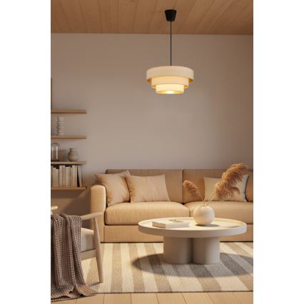 Brilagi - Pendellampa med vajer LUNETA 1xE27/60W/230V Ø 40 cm krämvit/guld