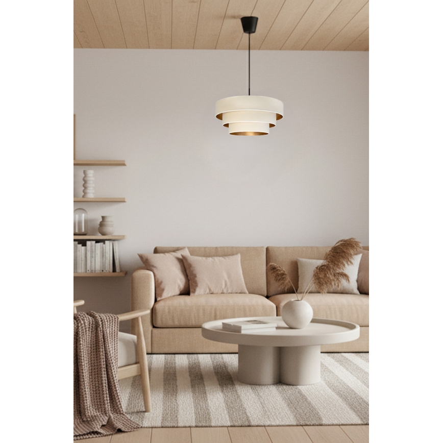Brilagi - Pendellampa med vajer LUNETA 1xE27/60W/230V Ø 40 cm krämvit/guld
