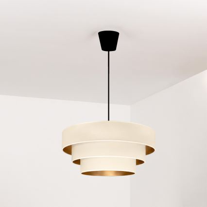 Brilagi - Pendellampa med vajer LUNETA 1xE27/60W/230V Ø 40 cm krämvit/guld
