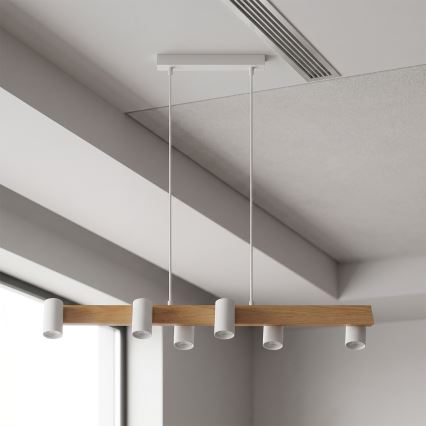 Brilagi - Pendellampa med vajer SELE 6xGU10/30W/230V vit/ekdekor