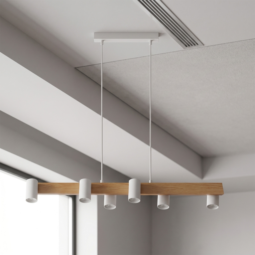Brilagi - Pendellampa med vajer SELE 6xGU10/30W/230V vit/ekdekor