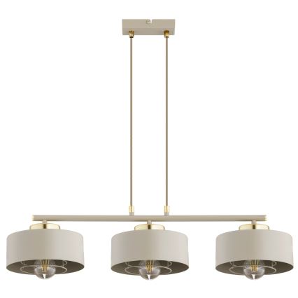 Brilagi - Pendellampa med vajer SPRING 3xE27/60W/230V beige/guld