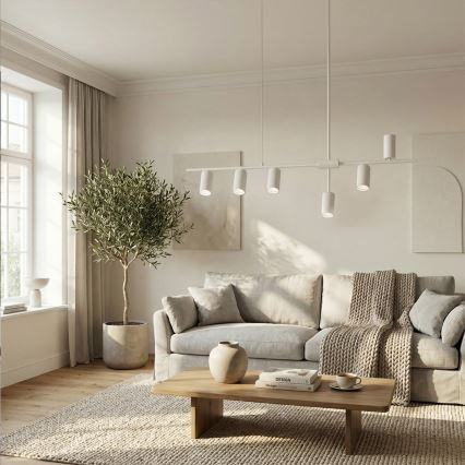 Brilagi - Pendellampa med wireupphängning CRANE 6xGU10/30W/230V vit