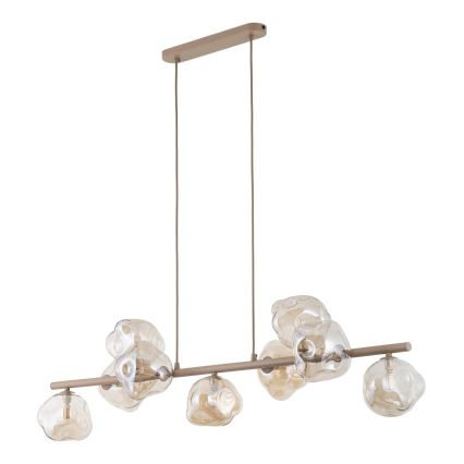 Brilagi - Pendellampa på kabel VULCANO 9xG9/8W/230V beige/rökfärgad