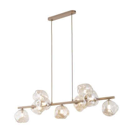 Brilagi - Pendellampa på kabel VULCANO 9xG9/8W/230V beige/rökfärgad