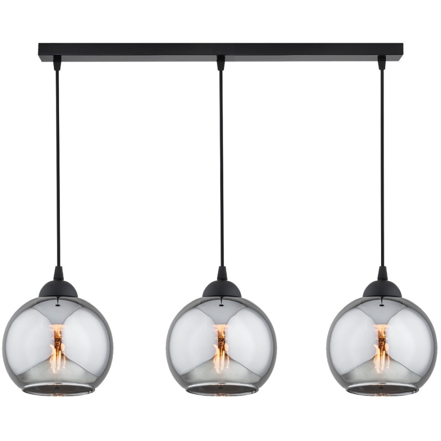 Brilagi - Pendellampa på sladd 3xE27/60W/230V svart/rökgrå