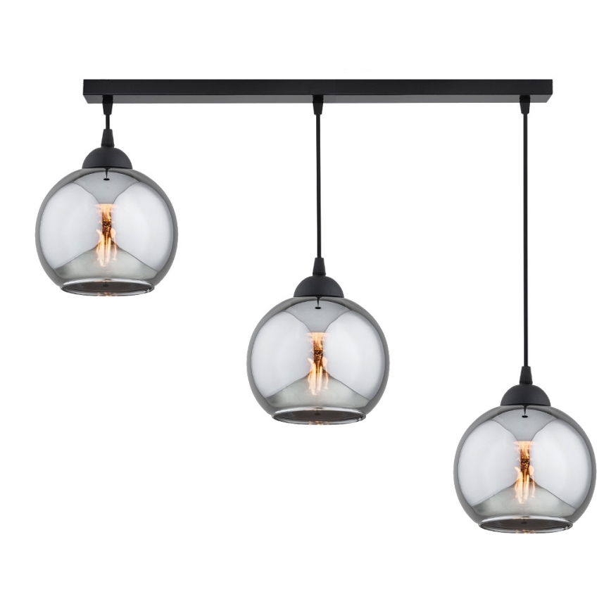 Brilagi - Pendellampa på sladd 3xE27/60W/230V svart/rökgrå