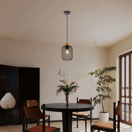 Brilagi - Pendellampa på sladd BASKLITE 1xE27/15W/230V trä/svart