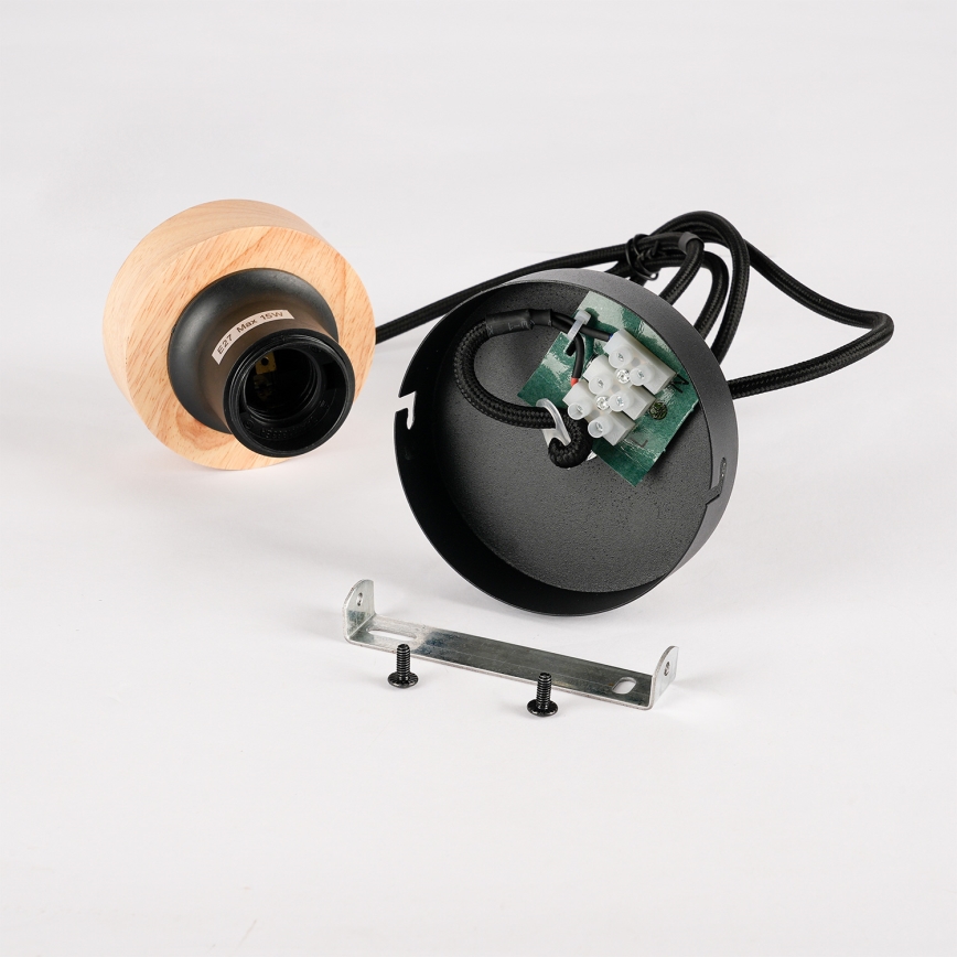 Brilagi - Pendellampa på sladd BASKLITE 1xE27/15W/230V trä/svart