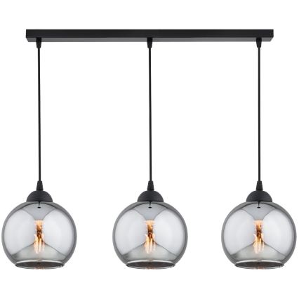 Brilagi - Pendellampa på sladd DIOR 3xE27/60W/230V svart/rökgrå