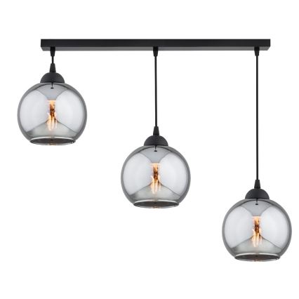 Brilagi - Pendellampa på sladd DIOR 3xE27/60W/230V svart/rökgrå