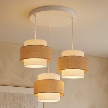 Brilagi - Pendellampa på sladd SPACE 3xE27/60W/230V Ø 40 cm beige/krämfärgad