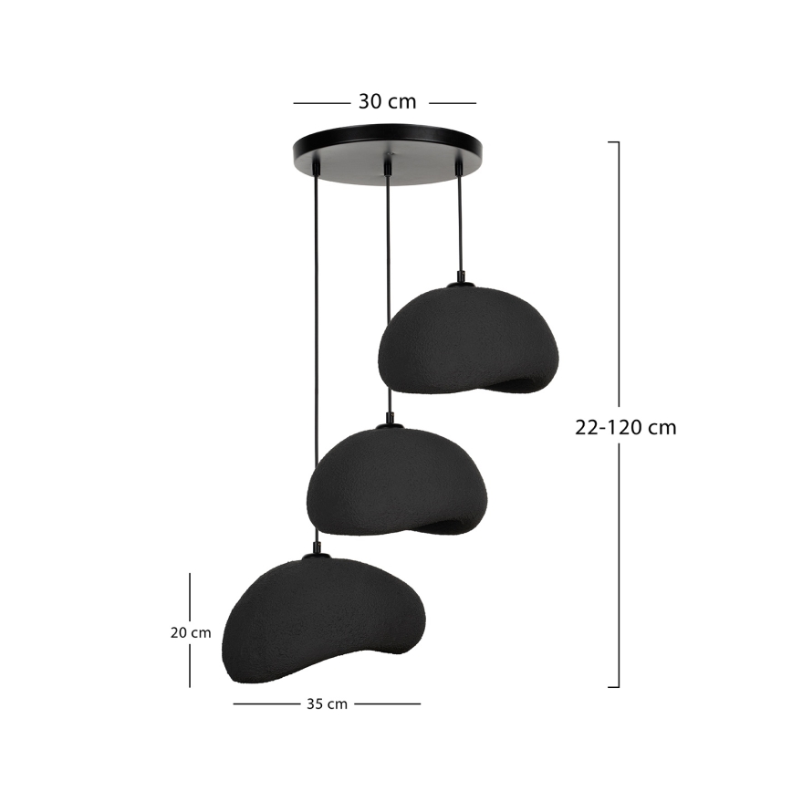Brilagi - Pendellampa på sladd WABI SABI 3xE27/40W/230V Ø 60 cm svart
