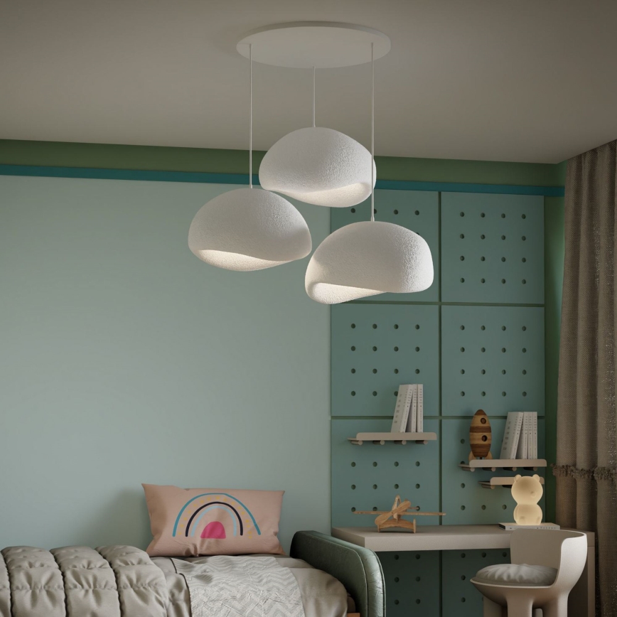 Brilagi - Pendellampa på sladd WABI SABI 3xE27/40W/230V Ø 60 cm vit