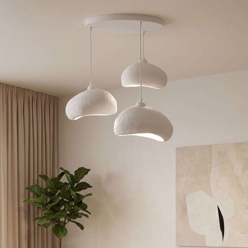 Brilagi - Pendellampa på sladd WABI SABI 3xE27/40W/230V Ø 60 cm vit