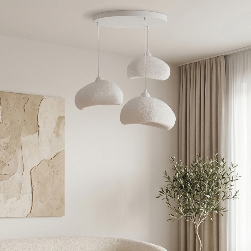 Brilagi - Pendellampa på sladd WABI SABI 3xE27/40W/230V Ø 60 cm vit