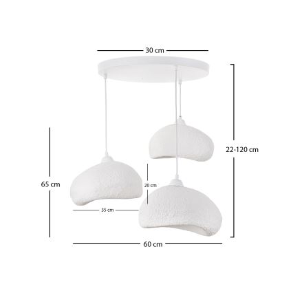 Brilagi - Pendellampa på sladd WABI SABI 3xE27/40W/230V Ø 60 cm vit