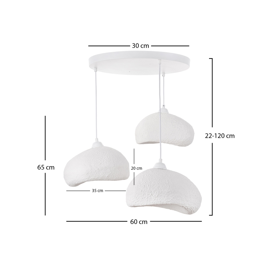 Brilagi - Pendellampa på sladd WABI SABI 3xE27/40W/230V Ø 60 cm vit