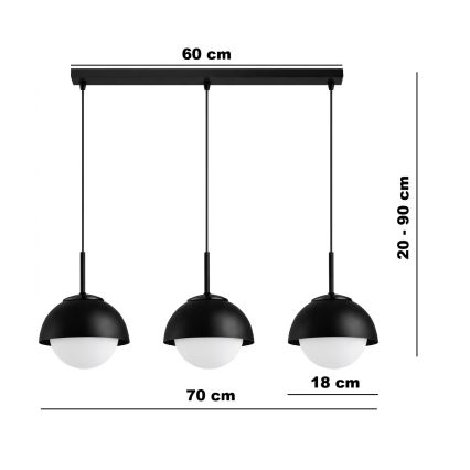 BRILAGI - Pendellampa på vajer COSMO 3xE27/60W/230V svart