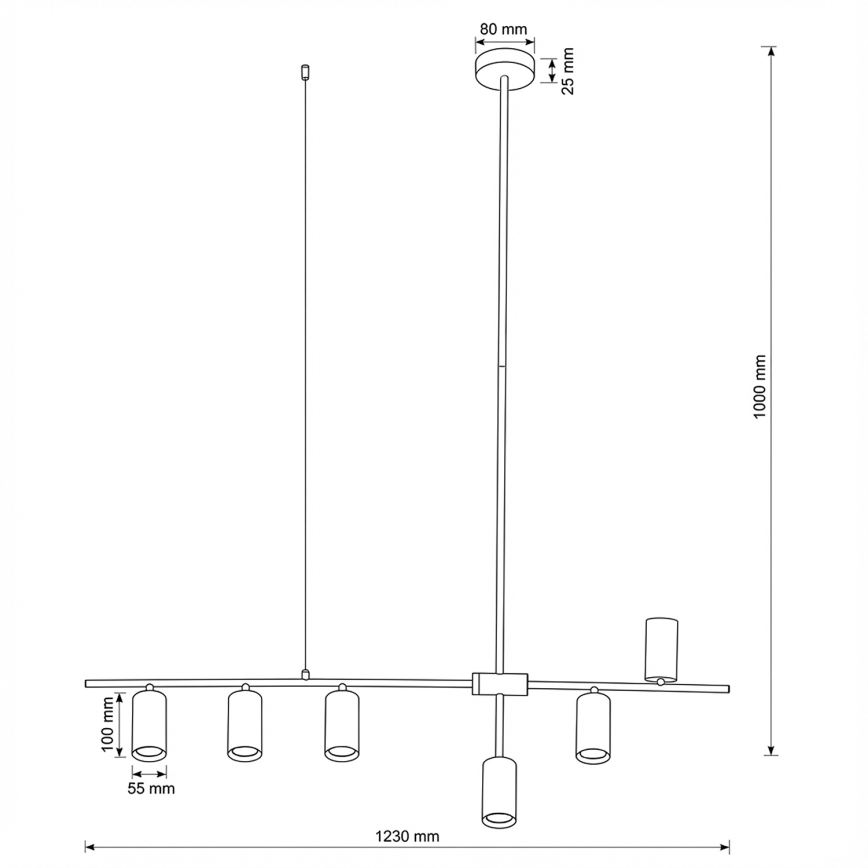 Brilagi - Pendellampa på vajer CRANE 6xGU10/30W/230V svart