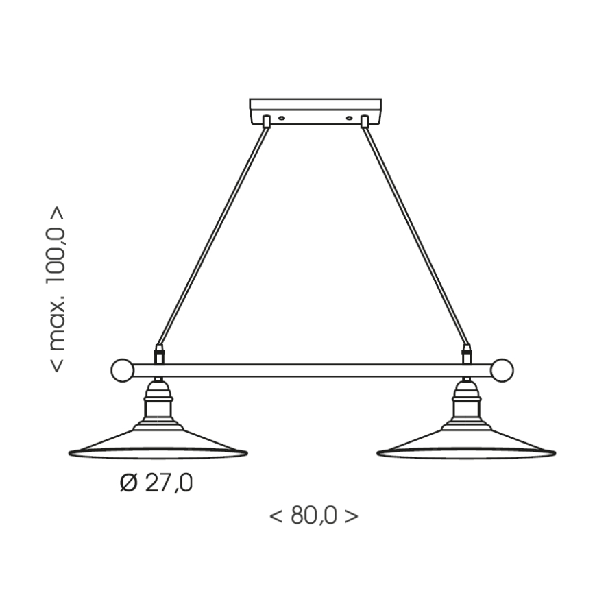 Brilagi - Pendellampa på vajer FORGE 2xE27/60W/230V svart