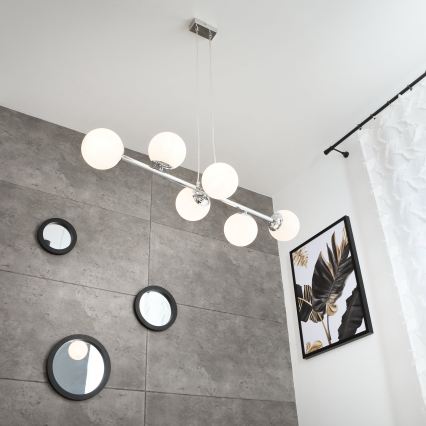 Brilagi - Pendellampa på vajer MALONY 6xE14/20W/230V blank krom