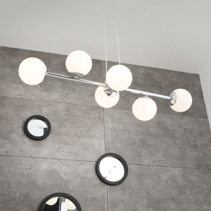 Brilagi - Pendellampa på vajer MALONY 6xE14/20W/230V blank krom