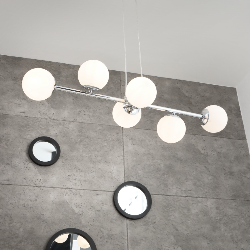 Brilagi - Pendellampa på vajer MALONY 6xE14/20W/230V blank krom