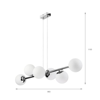 Brilagi - Pendellampa på vajer MALONY 6xE14/20W/230V blank krom