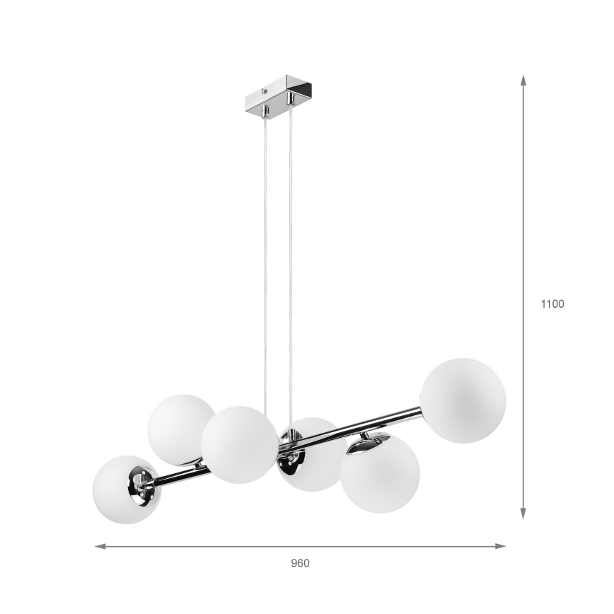 Brilagi - Pendellampa på vajer MALONY 6xE14/20W/230V blank krom