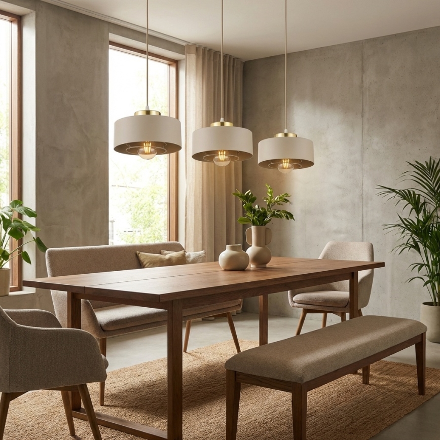 BRILAGI - Pendellampa på vajer SPRING 3xE27/60W/230V beige/guld