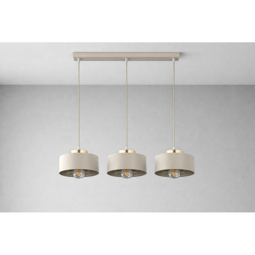 BRILAGI - Pendellampa på vajer SPRING 3xE27/60W/230V beige/guld