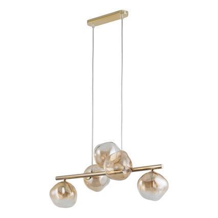 Brilagi - Pendellampa på vajer VULCANO 5xG9/8W/230V guld/rökig beige