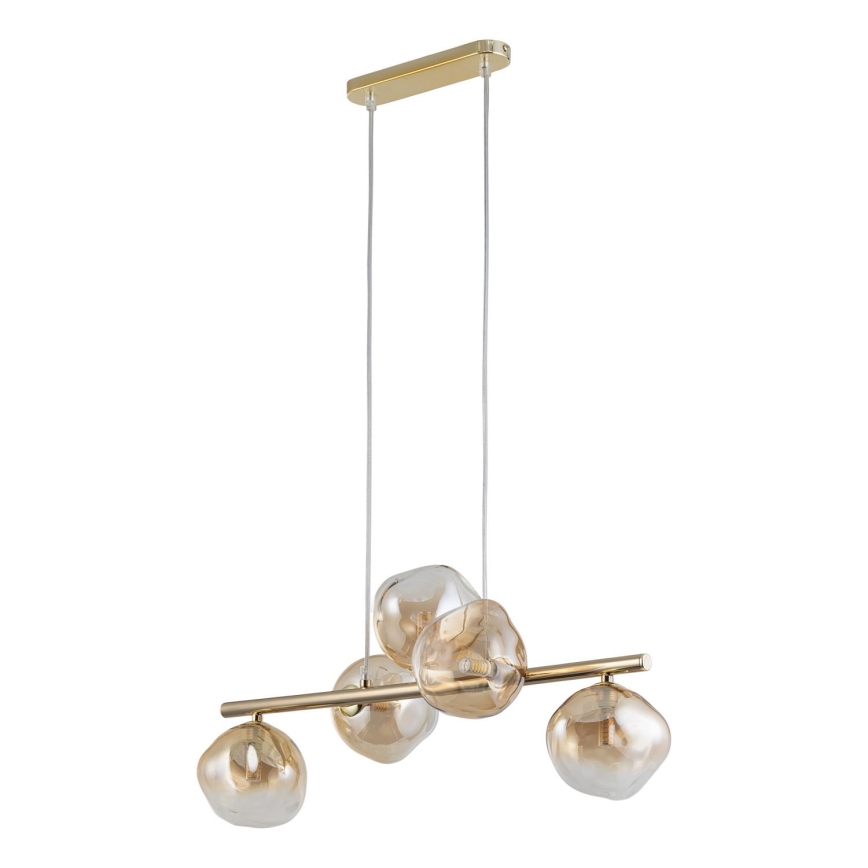 Brilagi - Pendellampa på vajer VULCANO 5xG9/8W/230V guld/rökig beige
