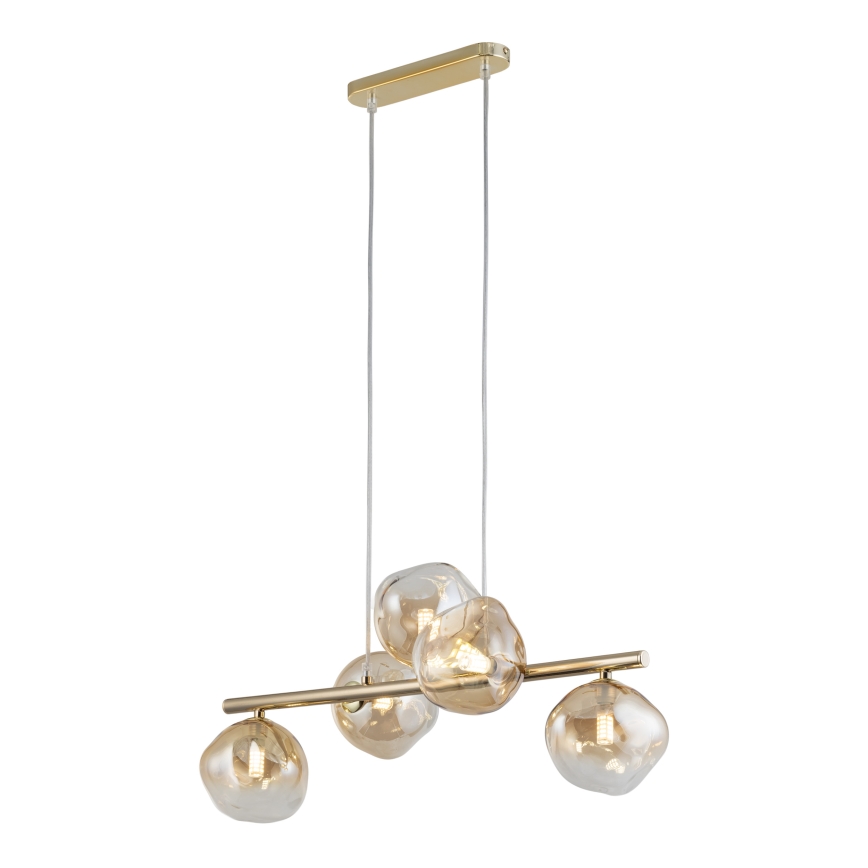 Brilagi - Pendellampa på vajer VULCANO 5xG9/8W/230V guld/rökig beige